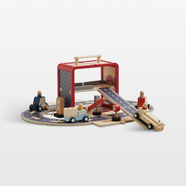 Wonder & Wise by Asweets Wooden Toddler Garage with Cars Toy - Image 0
