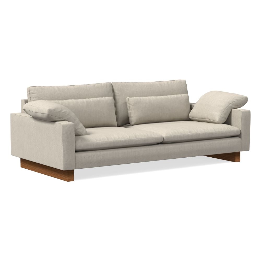Harmony XL 92" Multi-Seat Sofa, Basket Slub, Dove, Dark Walnut - Image 0