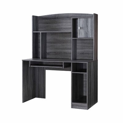 63 Inches Wooden Desk With Open Shelving And 1 Door, Gray - Image 0