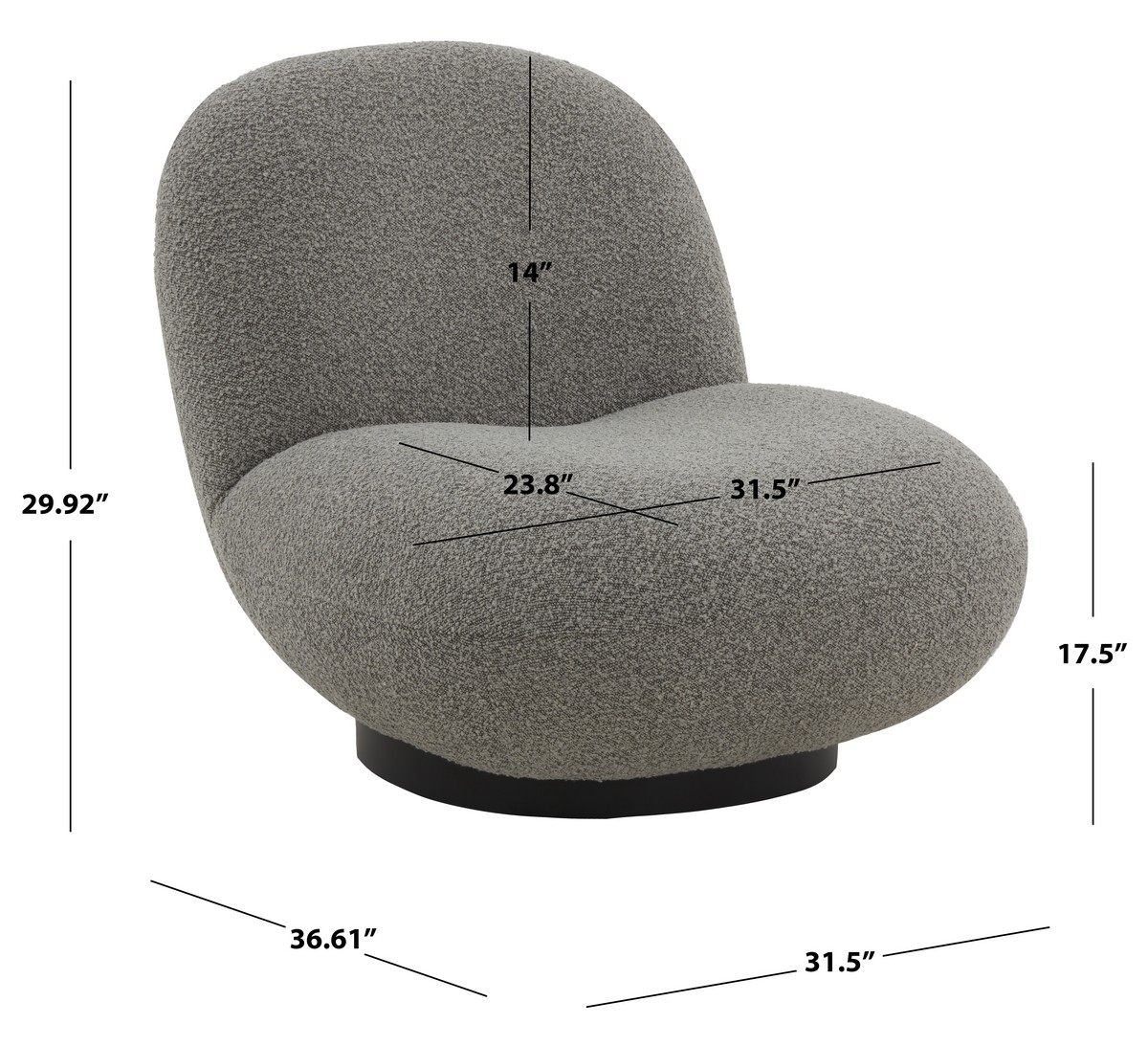 Stevie Boucle Accent Chair - Light Grey/Black - Image 5