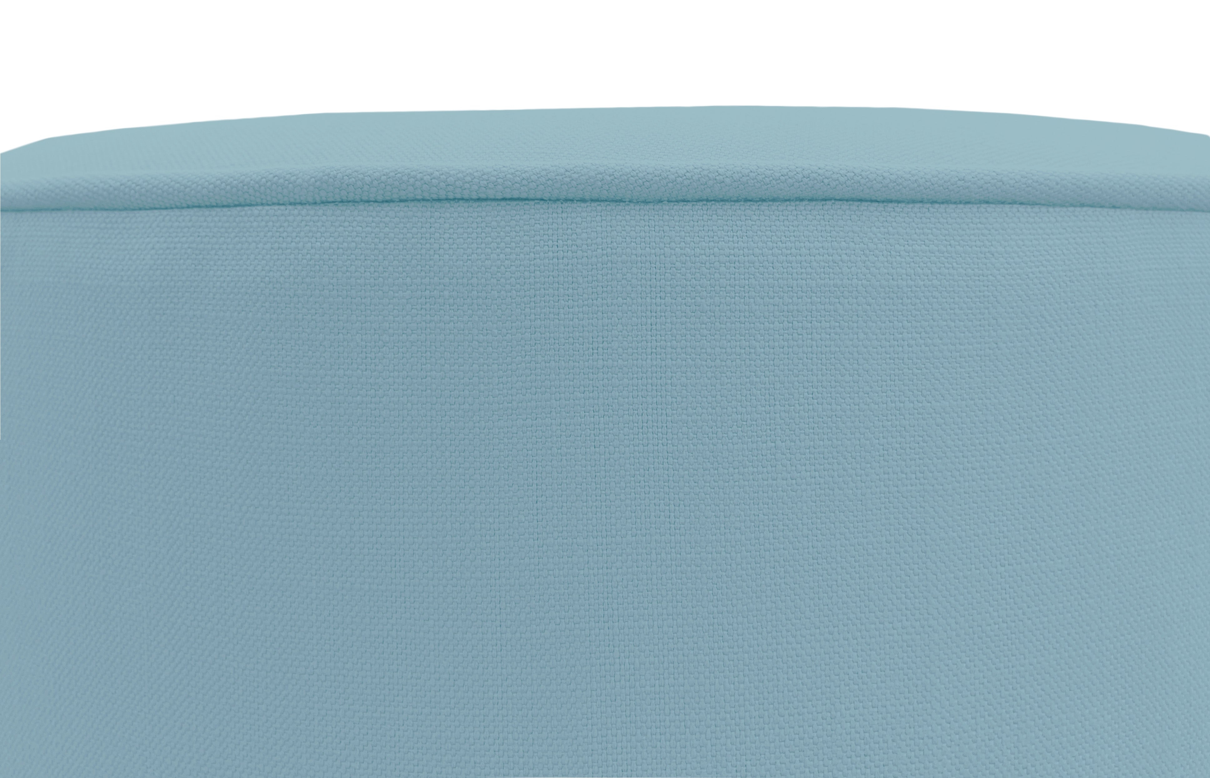 THE TIGHT ROUND OTTOMAN :: CLASSIC LINEN // HYDRANGEA BLUE + BULLION FRINGE - 17" Diameter X 19" Height / Hydrangea Blue - Image 2