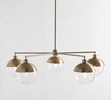 Rory Glass Chandelier, Antique Brass - Image 0