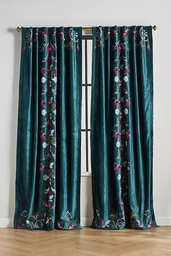 Fiori Velvet Embroidered Floral Blackout Curtain - Image 0