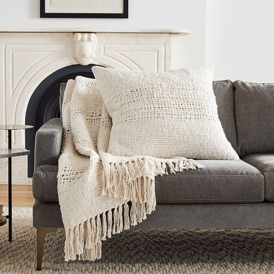 Cozy Weave Pillow + Throw Set - Stone White - Image 0