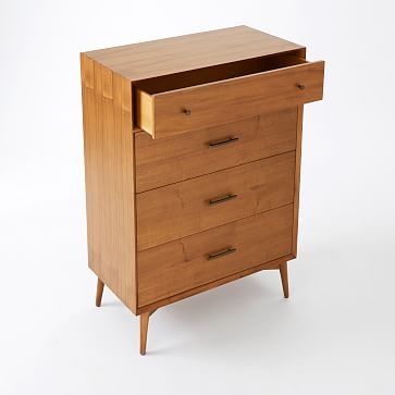 Mid-Century 4 Drawer Dresser, Acorn - Image 1