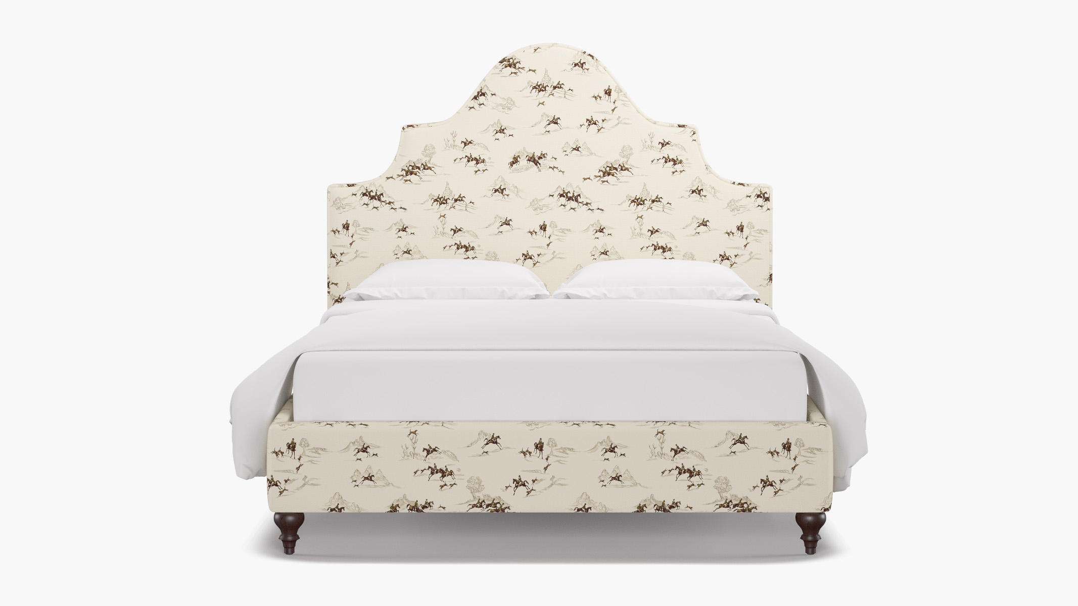 Statement Bed, Green Cotswold Hunt, Espresso Traditional Turned Leg, Twin - Image 0