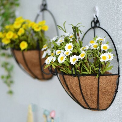 Wicker Rattan Flower Basket Plant Pot Holder Home Wall Hanging Garden Decor - Image 0