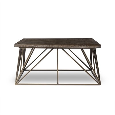 Berlin Coffee Table, 56", Wood, Espresso, Bronze - Image 1