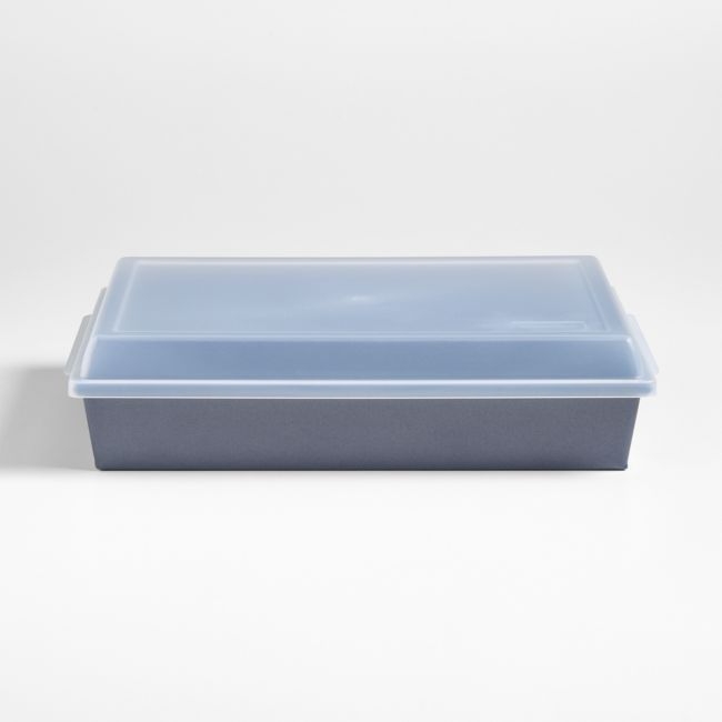 Crate & Barrel 9"x13" Blue Rectangle Baking Pan with Lid - Image 0