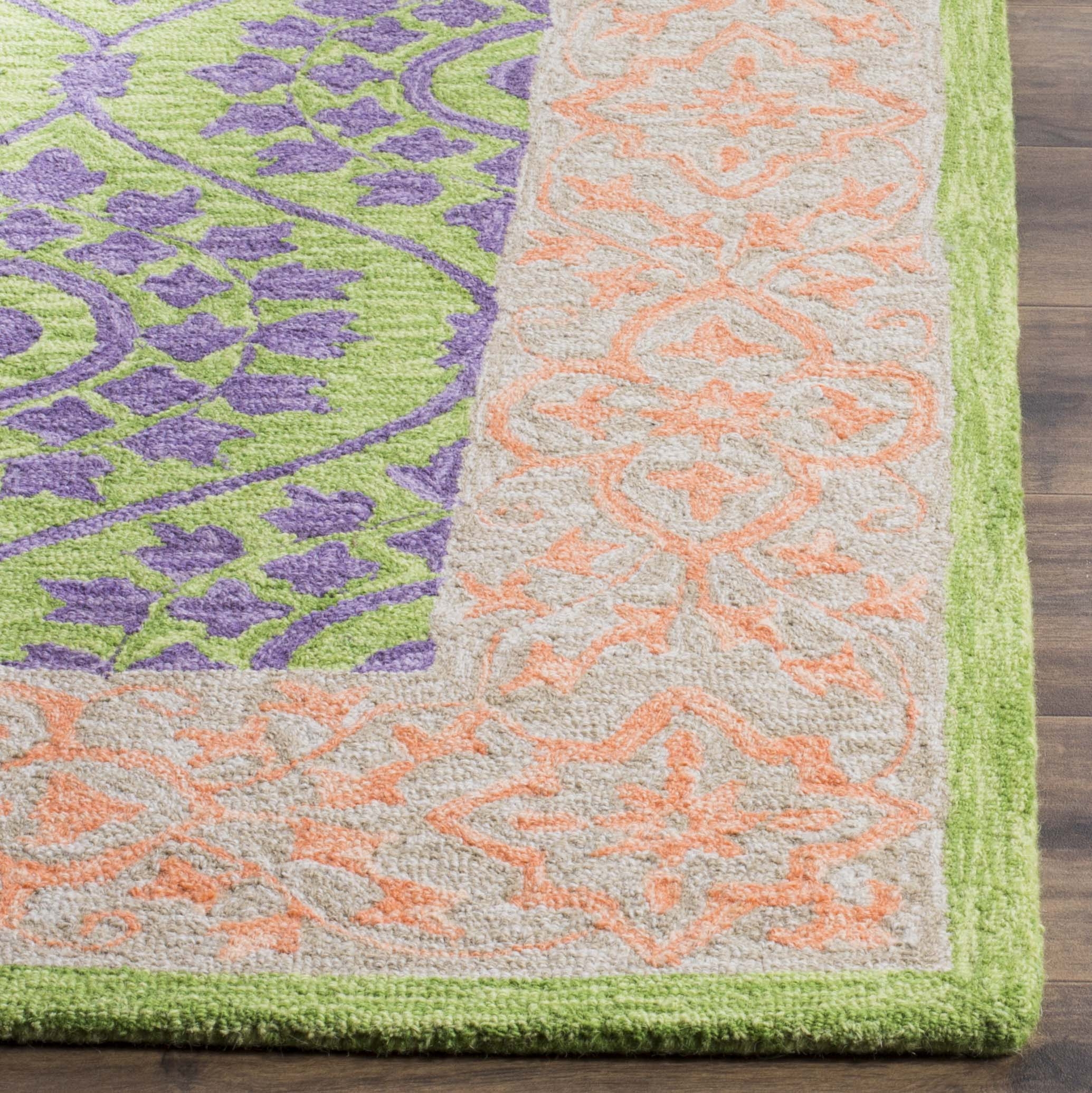 Arlo Home Hand Hooked Area Rug, SZN102A, Green/Violet,  3' X 5' - Image 2