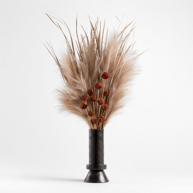 Black Brutalist Vase Dried Floral Arrangement - Image 0
