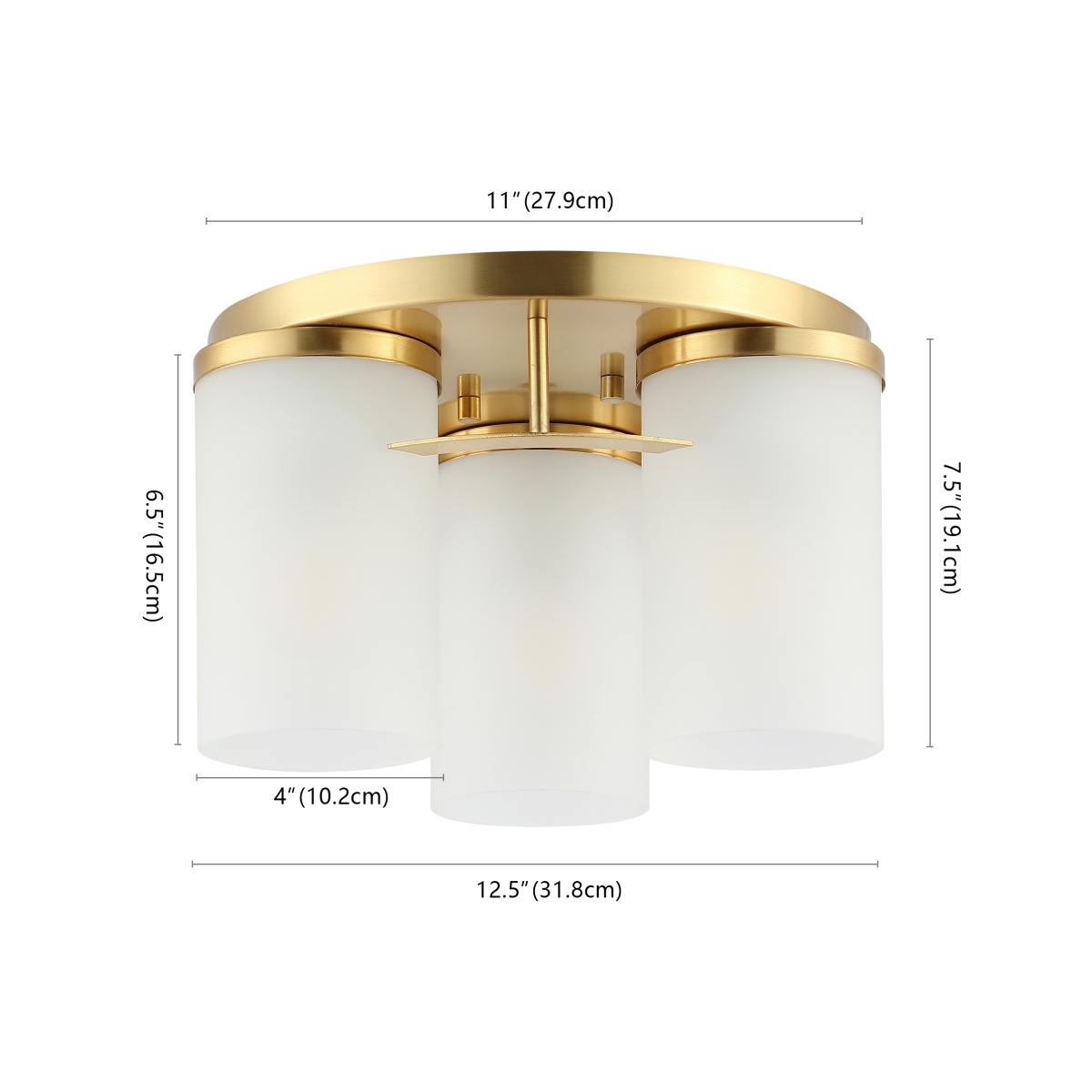 Jeffra 3Lt 12.5" Flush Mount - Brass - Safavieh - Image 0