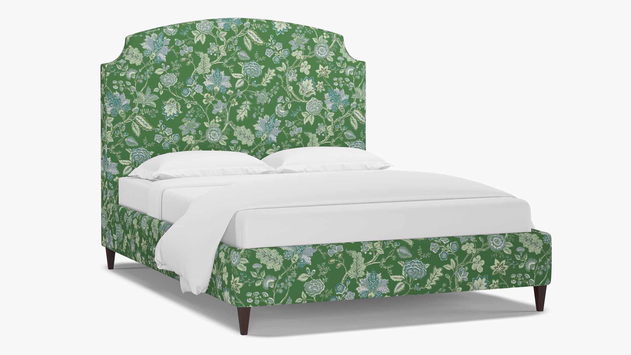 Cove Bed, Green La Vendee, Espresso Square Tapered Leg, Twin - Image 1