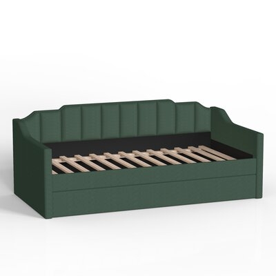 Upholstered Twin Daybed With Trundle, Green - Image 0