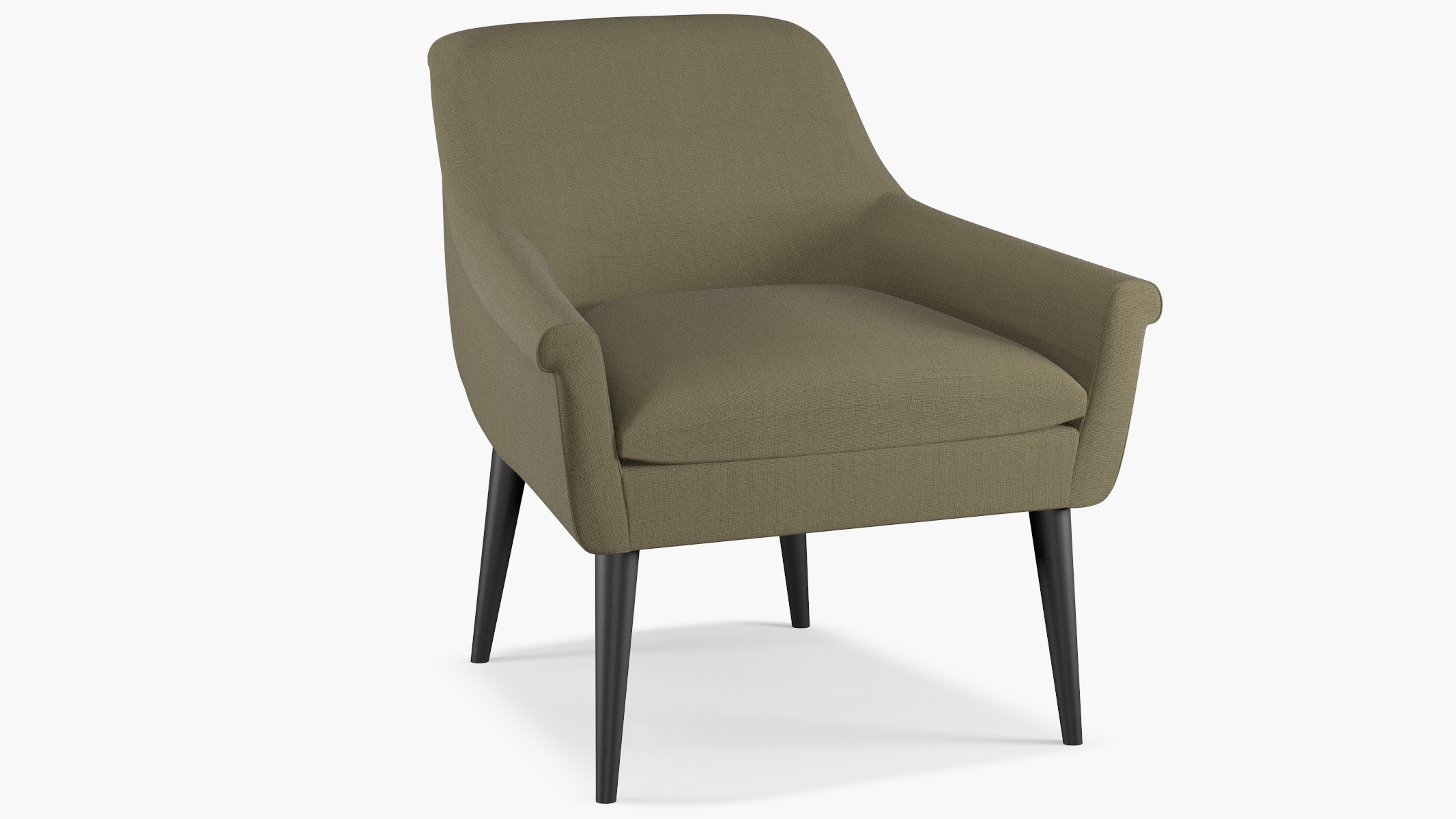 Cocktail Chair, Olive Linen, Black - Image 1