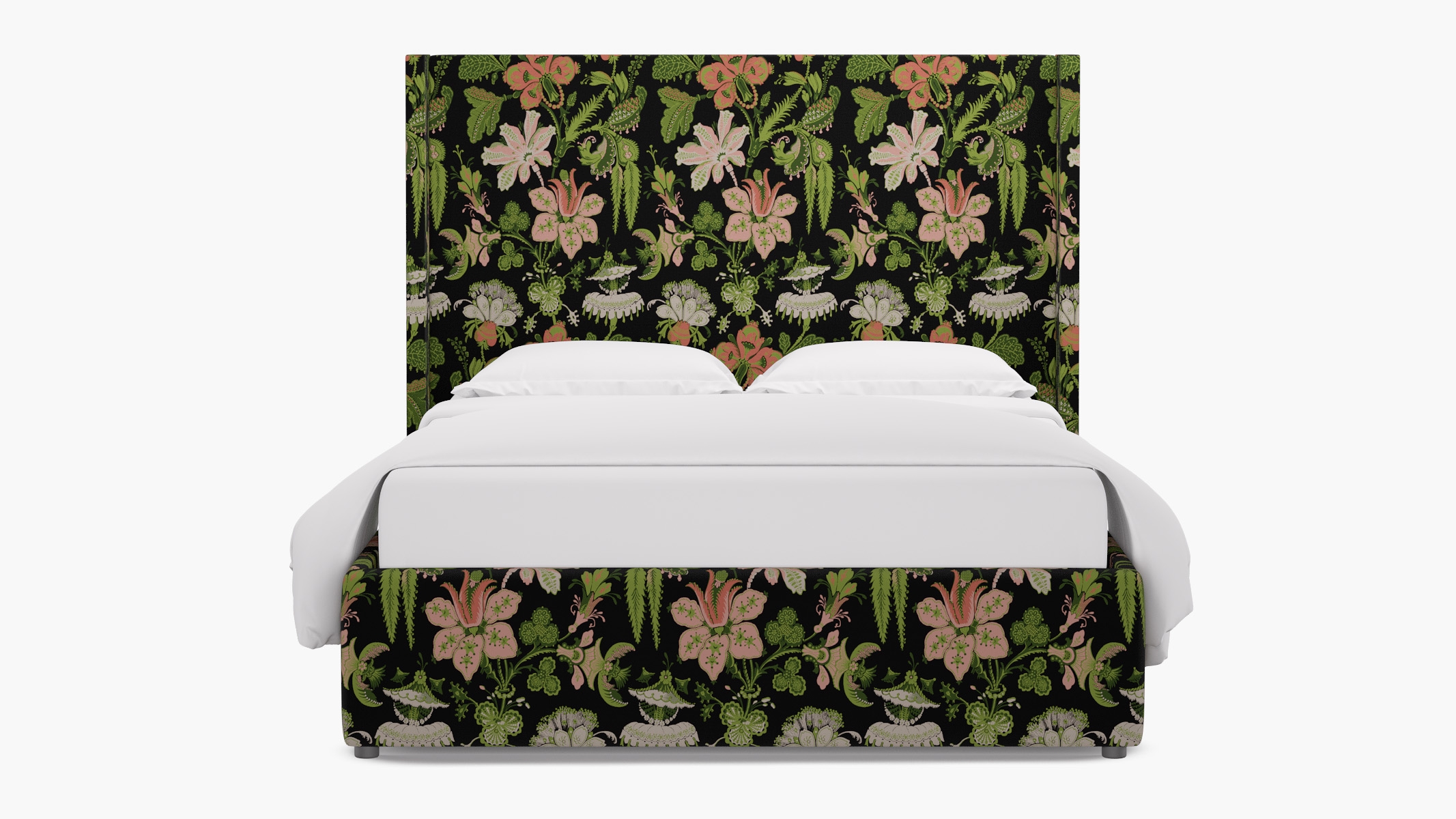 Modern Wingback Bed, Coral Onyx Rossetta, Queen - Image 0