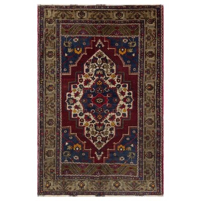 One-of-a-Kind Hand-Knotted 1960s Red/Brown/Blue 4'9" x 6'11" Area Rug - Image 0