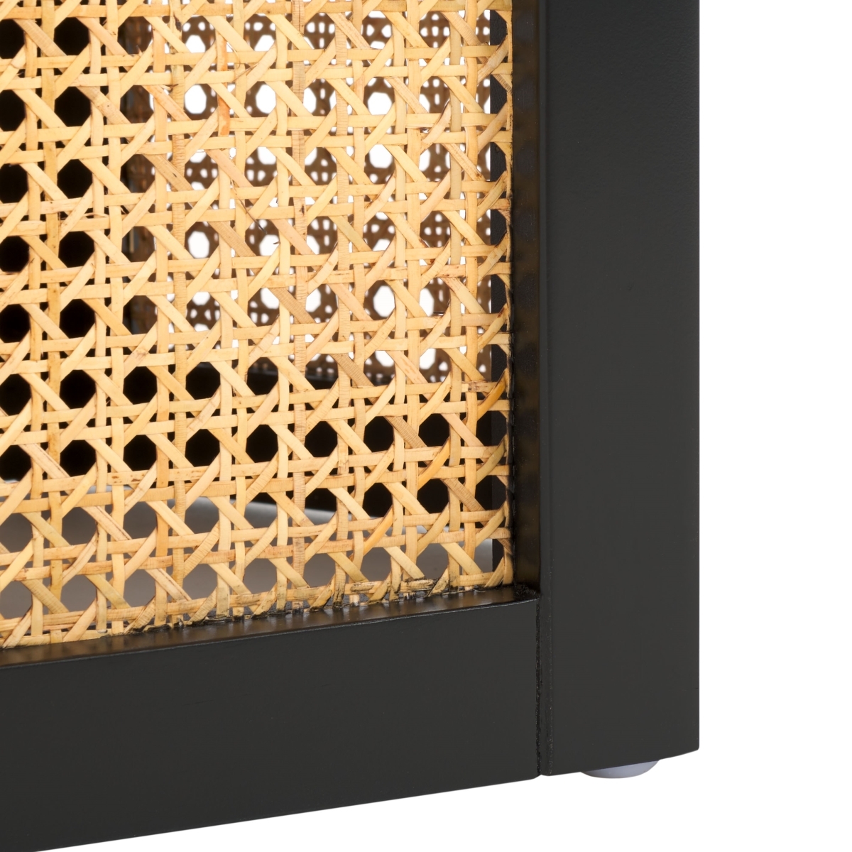 Danez Hexagon Cane Accent Table - Black / Natural - Safavieh - Image 3