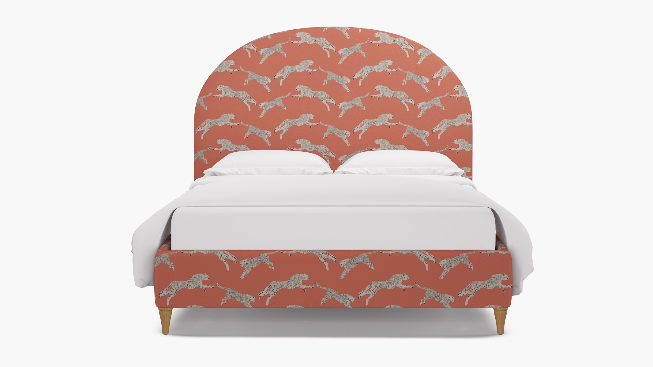 Demilune Bed, Henna Cheetah, Natural Decorative Tapered Leg, Twin - Image 0