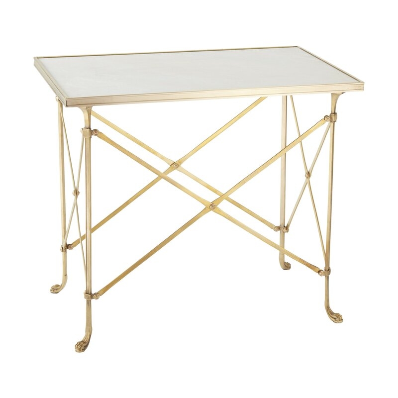 Global Views Rectangular Directoire Table-Brass/White Marble - Image 0
