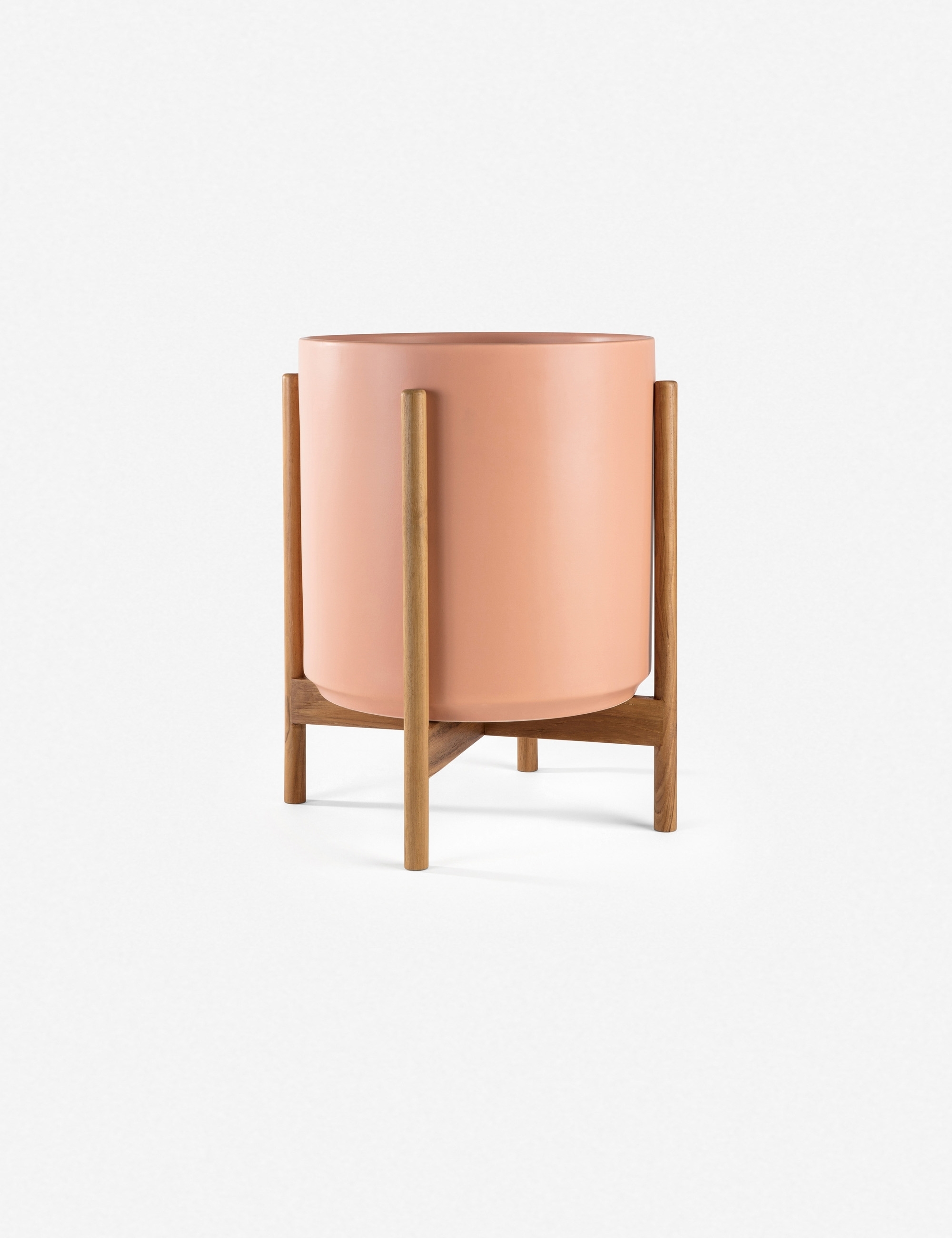 LBE Design Ceramic Planter, Peach 10"Dia x 9"H - with stand - Image 8