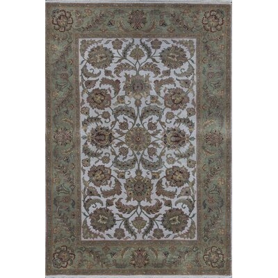 One-of-a-Kind Hand-Knotted Green 5'2" x 7'9" Wool Area Rug - Image 0