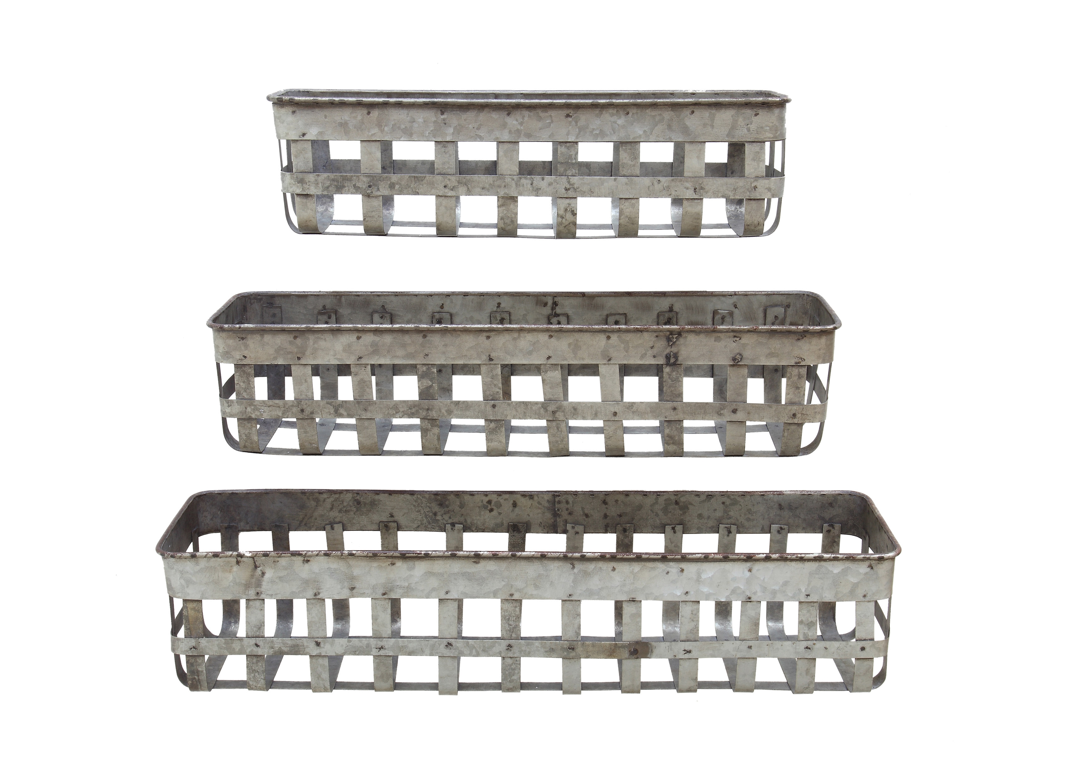 Open Weave Metal Baskets, Silver, Set of 3 - Image 0