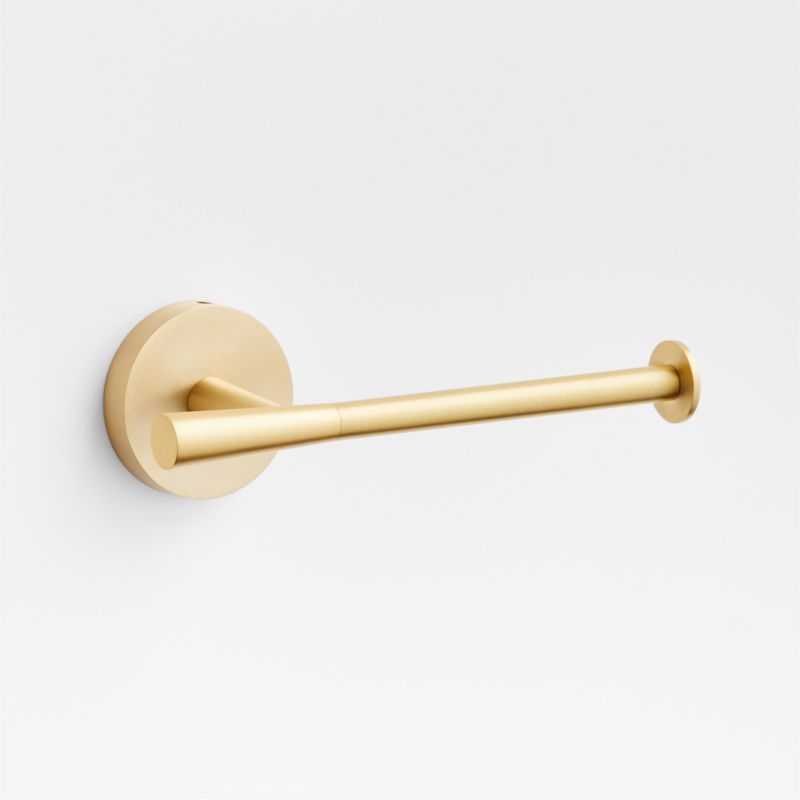 Tapered Brushed Brass Wall-Mounted Toilet Paper Holder - Image 1