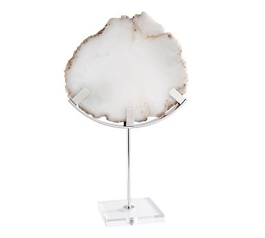 Agate Slice on Stand, White/Silver - One Size - Image 0