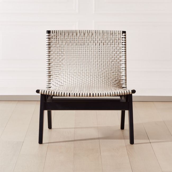 Morada Woven Ivory Leather Chair - Image 0