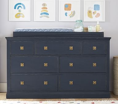 Charlie Extra Wide Dresser & Topper Set, Weathered Navy, In-Home Delivery - Image 0