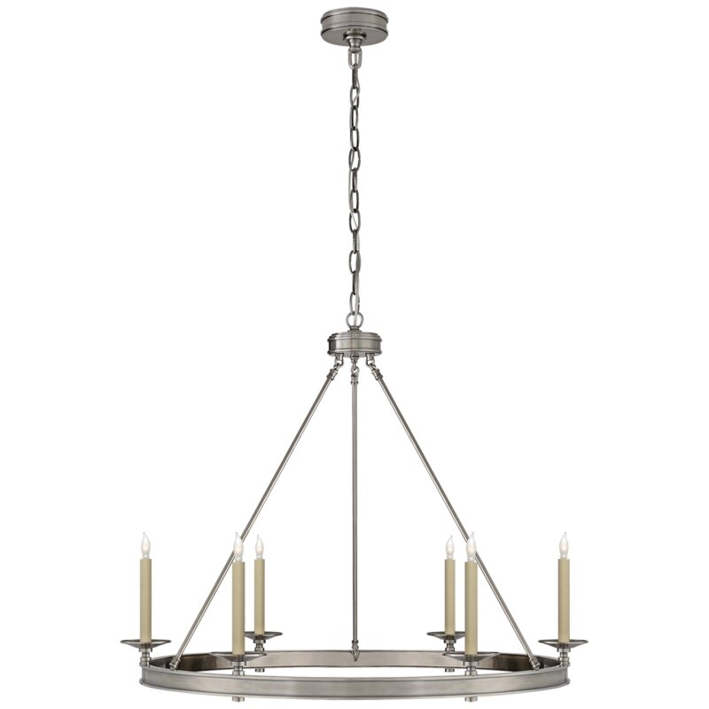 Visual Comfort E. F. Chapman 6 - Light Candle Style Wagon Wheel Chandelier Finish: Antique Nickel, Size: 28.25" H x 36" W x 36" D - Image 0