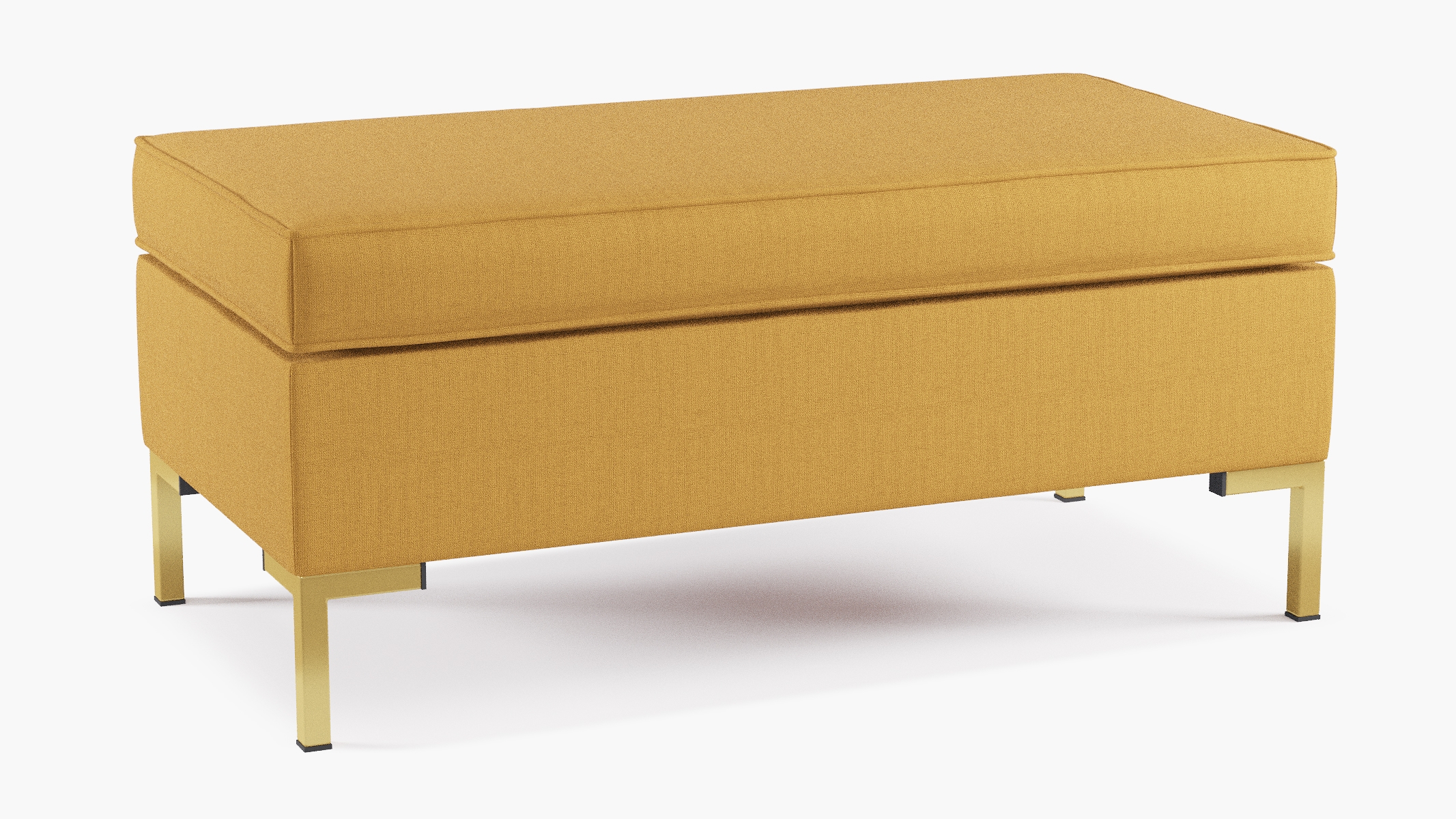 Modern Bench, French Yellow Everyday Linen, Brass - Image 1