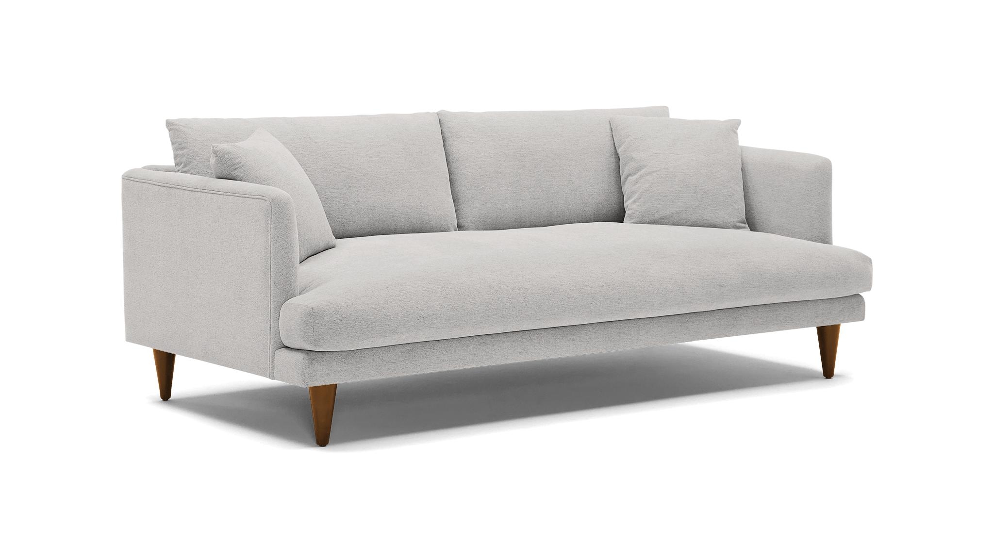 Gray Lewis Mid Century Modern Sofa - Sunbrella Premier Fog - Mocha - Cone - Image 1