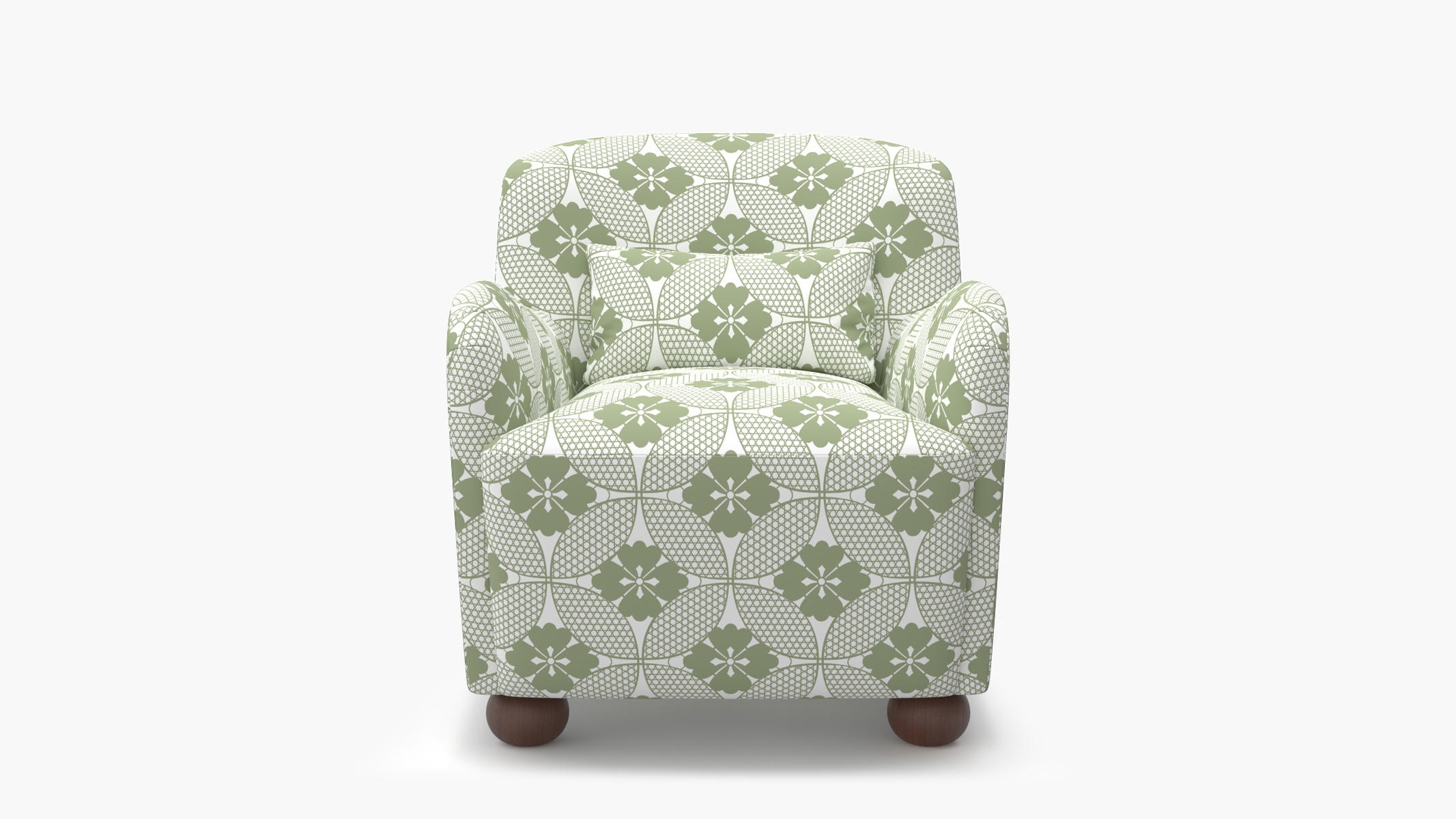 Club Chair, Sage Solaire, Walnut Bun Foot - Image 0