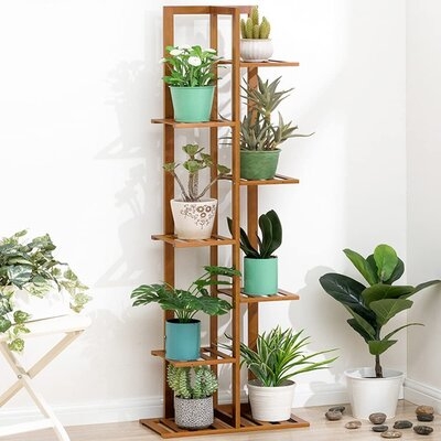 Bamboo Plant Stand 7 Tier 8 Potted Flower Display Rack Planter Stand Holder Shelf For Indoor And Outdoor Patio Garden, Living Room, Corner Balcony And Bedroom - Image 0