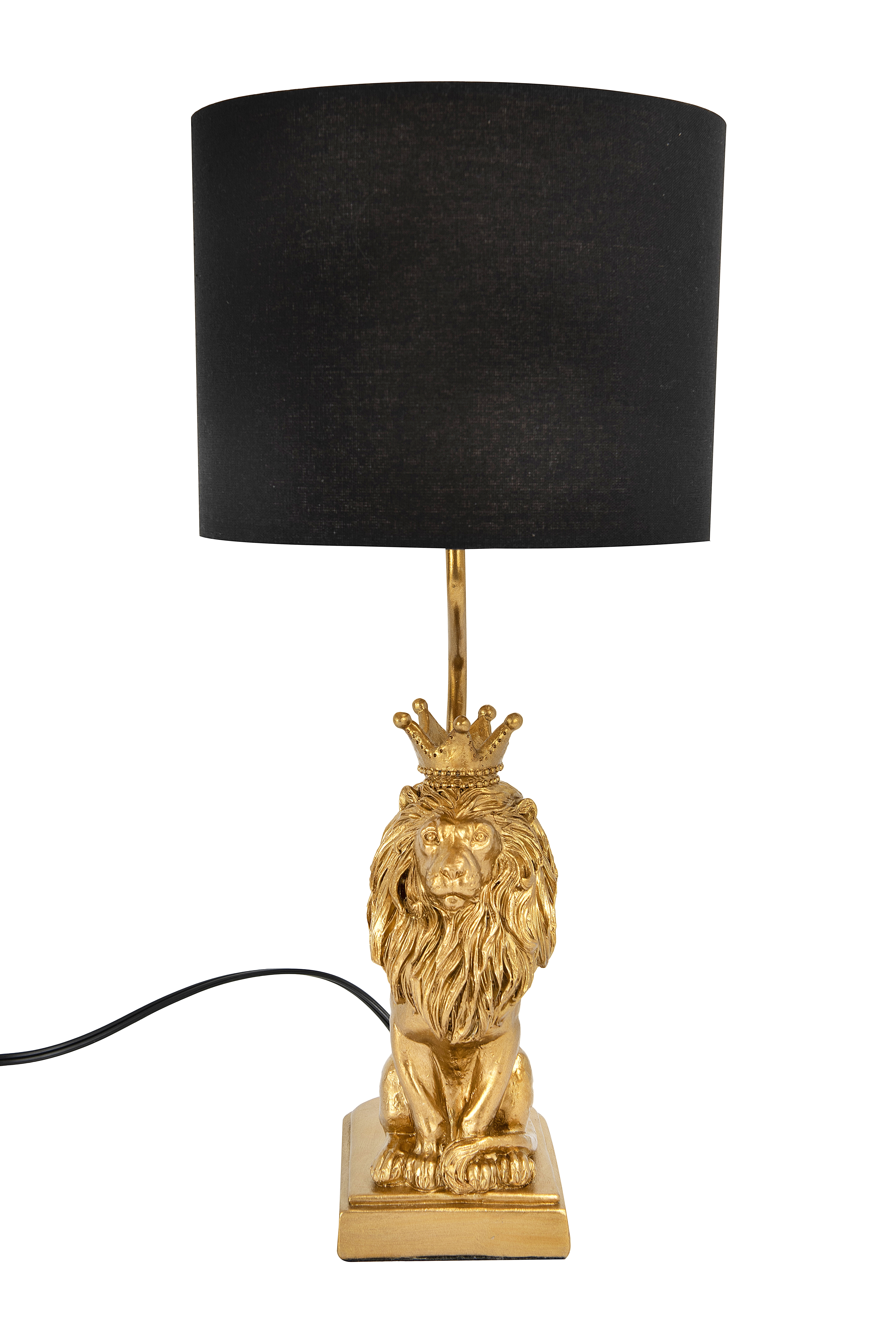 Lion Shaped Table Lamp with Black Shade - Image 0