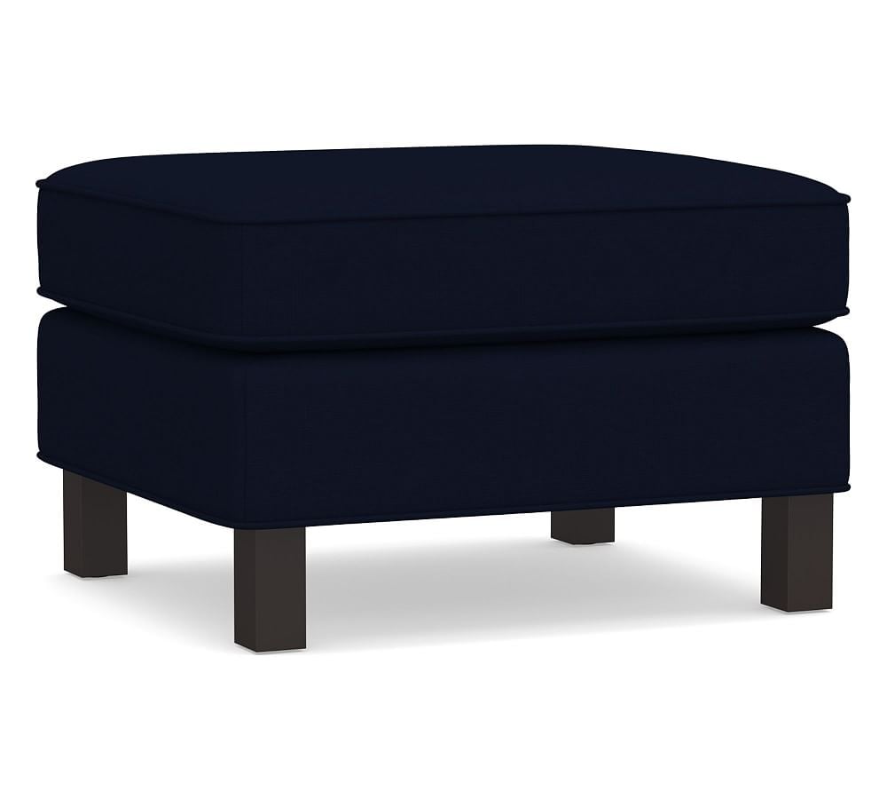 Tyler Upholstered Ottoman, Polyester Wrapped Cushions, Performance Everydaylinen(TM) by Crypton(R) Home Navy - Image 0