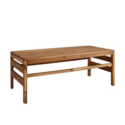 Modern Slat-Top Solid Acacia Wood Outdoor Coffee Table - Image 0