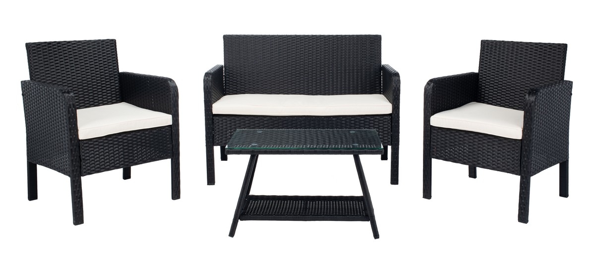 Aboka 4Pc Living Set - Black / Light Grey - Safavieh - Image 0