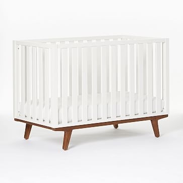 Modern Convertible Crib, White/Pecan, WE Kids - Image 1