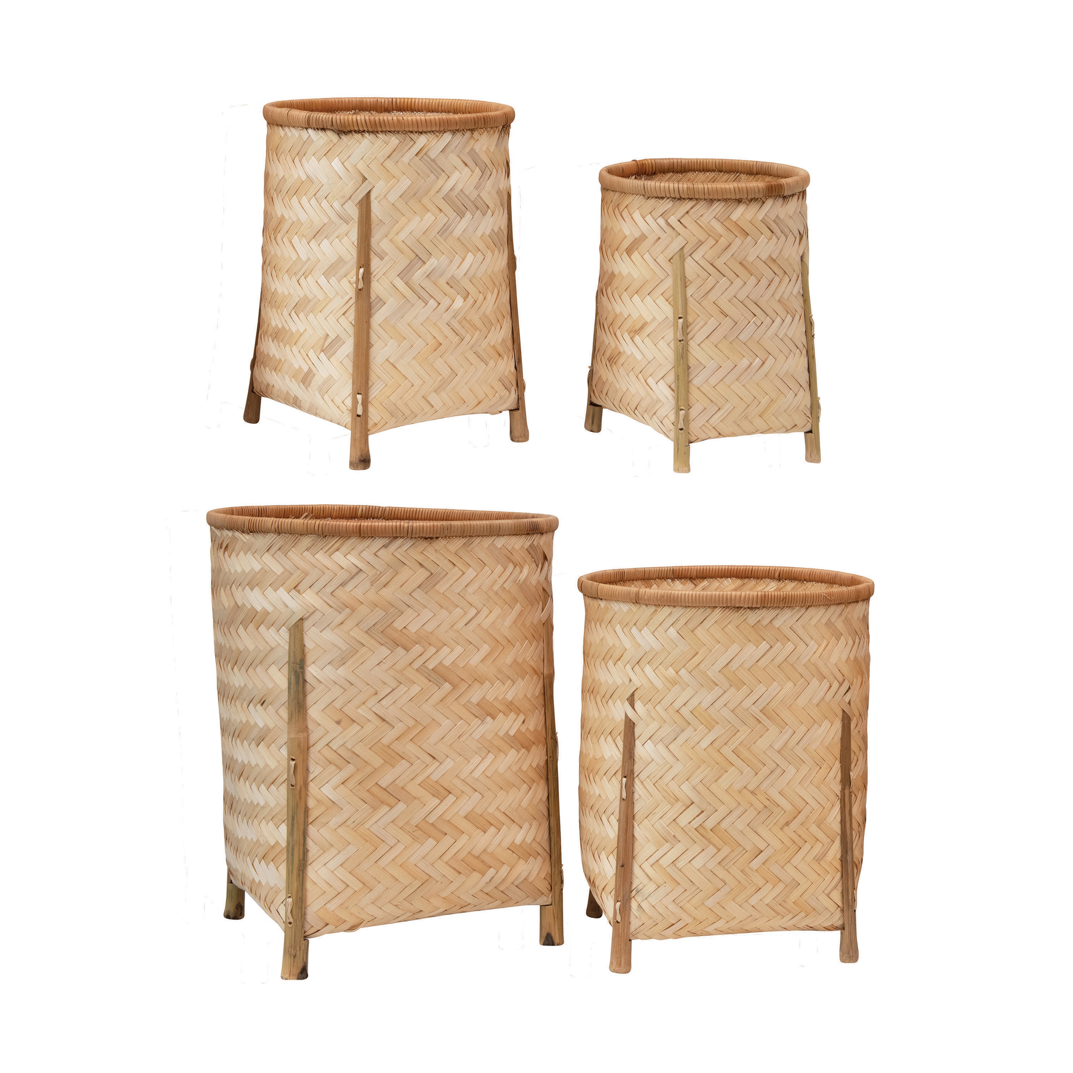 Woven Bamboo Baskets with Legs, Natural, Set of 4 - Image 0