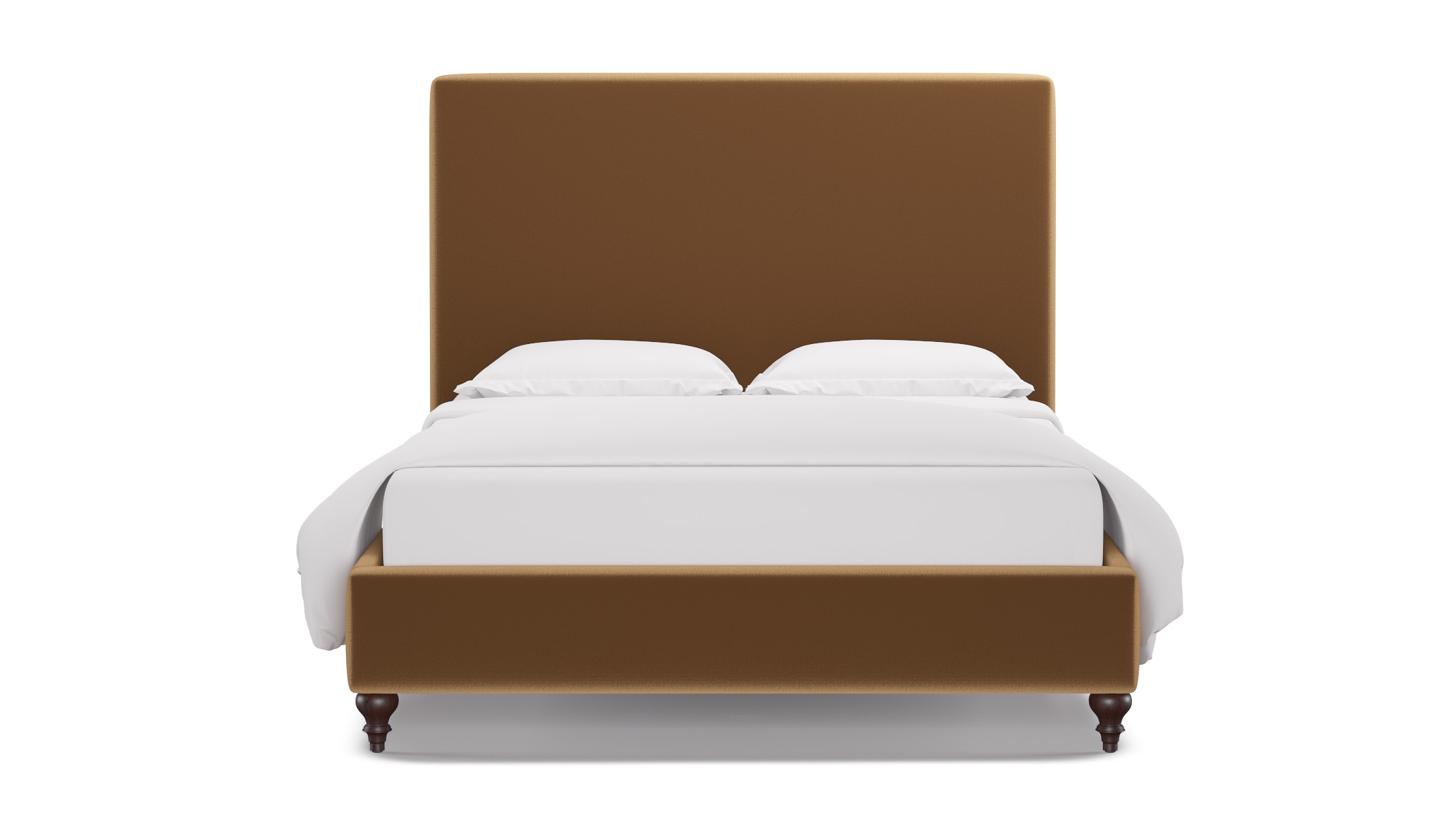 Classic Bed, Fawn Performance Velvet, Espresso Traditional Turned Leg, Queen - Image 0