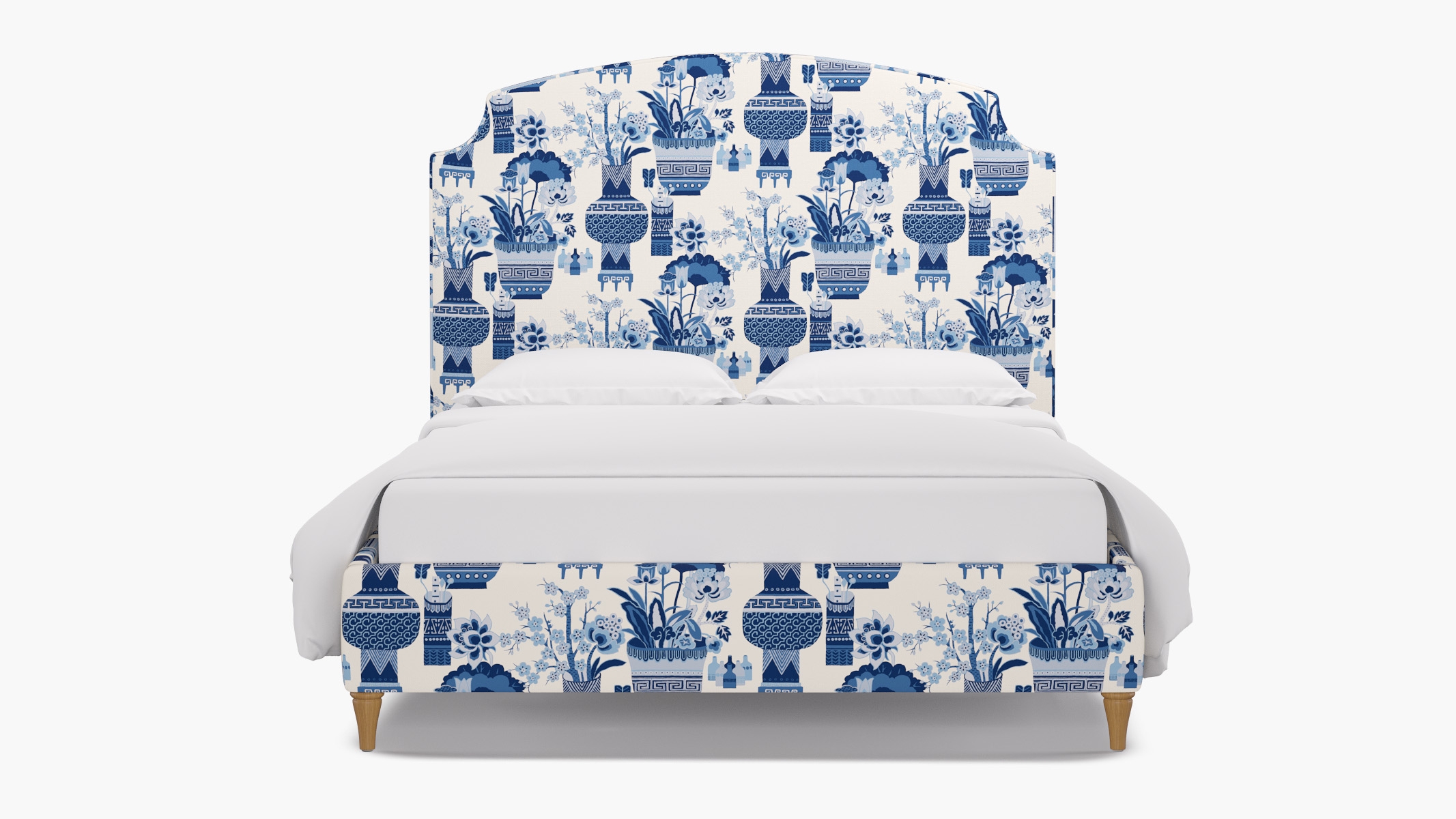 Cove Bed, Delft Kan-Shie, Natural Decorative Tapered Leg, Queen - Image 0