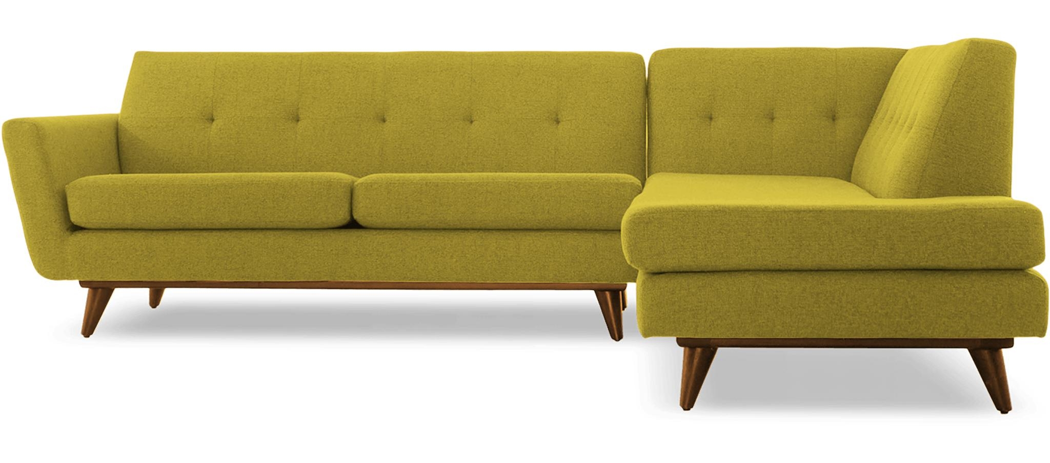 Yellow Hughes Mid Century Modern Sectional with Bumper - Bloke Goldenrod - Mocha - Right  - Image 0