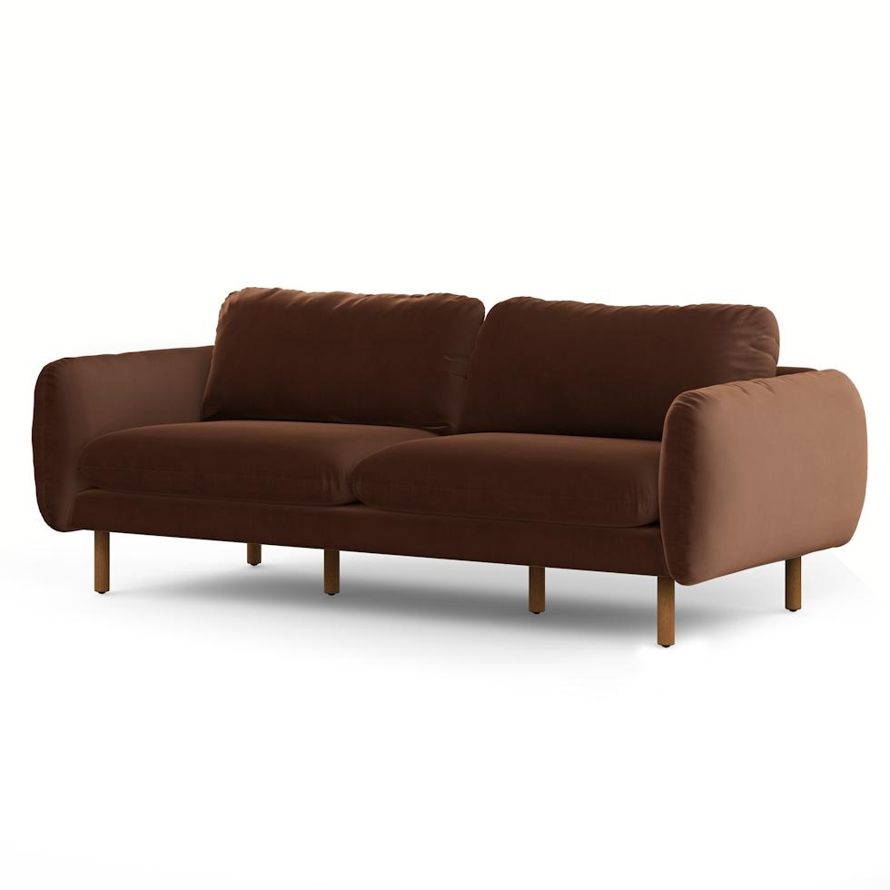 Sanders 85.5" Velvet Sofa - Plush Pacific Brown - Image 0