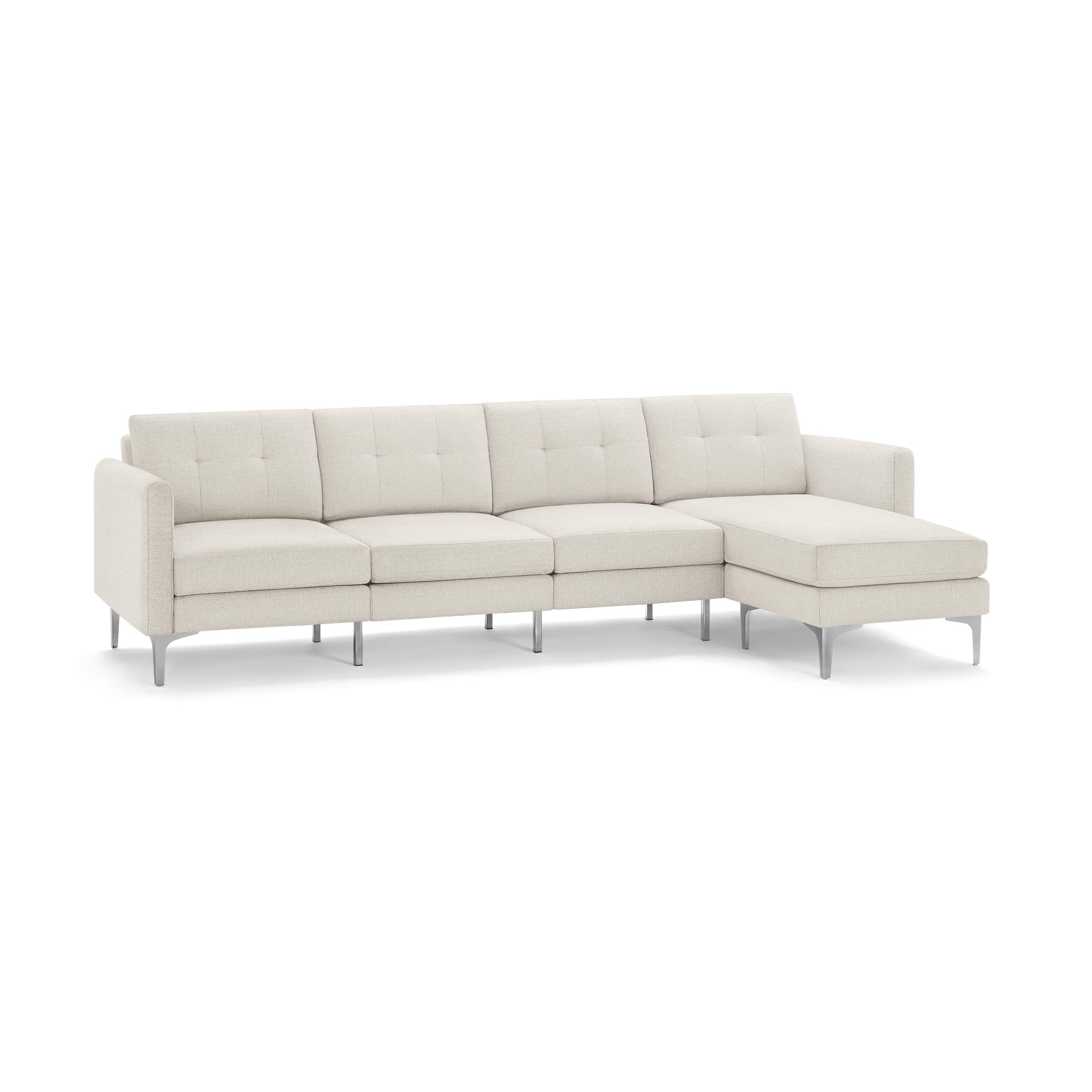 Nomad King Sectional in Ivory, Chrome Legs - Image 0