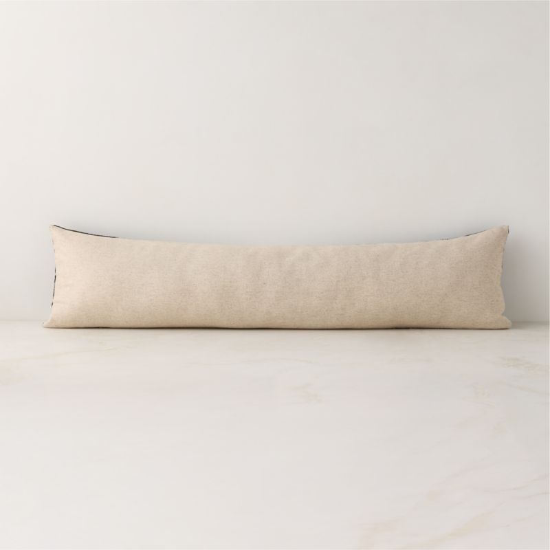 Constant Warm White and Black Turkish Silk Lumbar Pillow Cover 48"x12" - Image 2