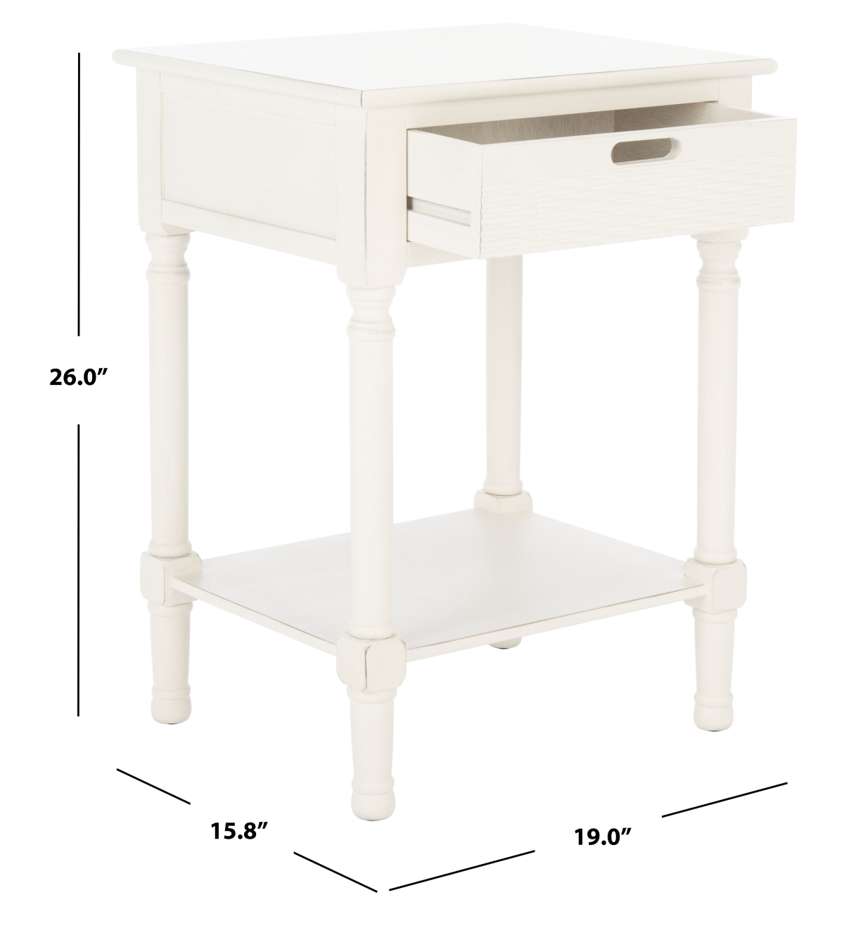 Landers 1 Drawer Accent Table - Distressed White - Safavieh - Image 7