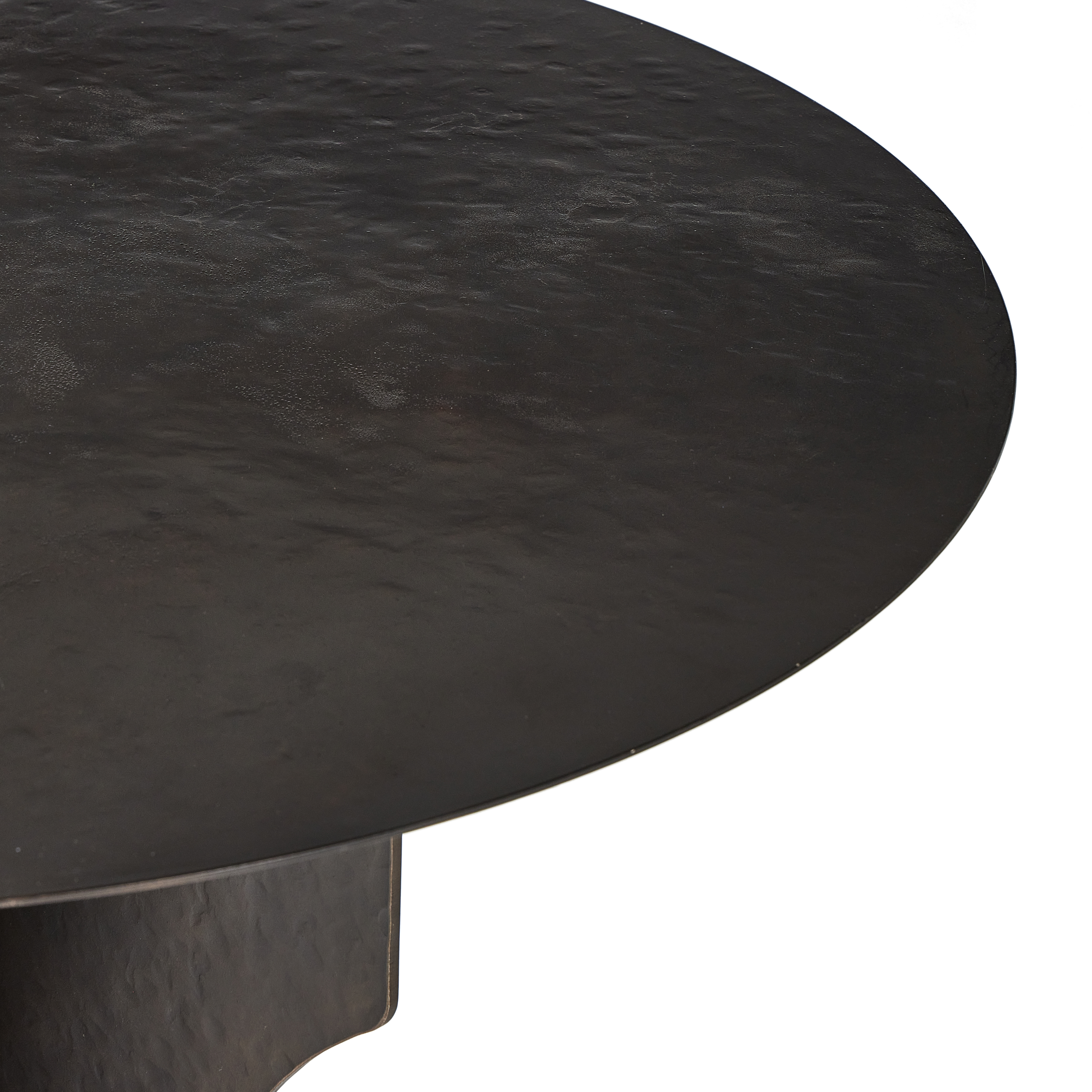 Round Side Table In Solid Iron - Bronze Hammered Textured - Image 2